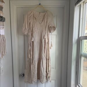 Free People Cream Maxi Dress with Tassels